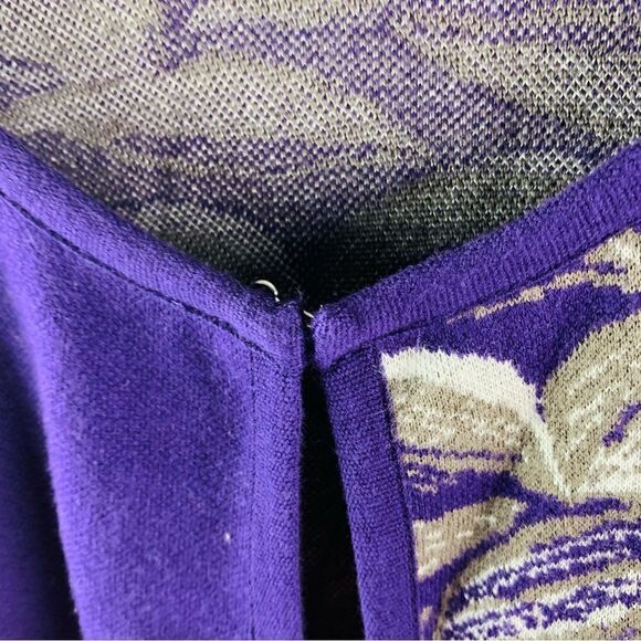 Chicos Purple Floral Long Line Cardigan Sweater - Picture 3 of 4